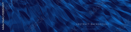 Abstract  background futuristic blue wavy lines on dark. Technology concept analytical  data.  Banner for business, science and technology data analytics. Big Data.