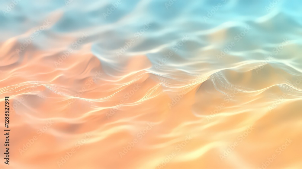 Obraz premium Abstract Pastel Wave Background: Peach, Blue and White Gradient Texture