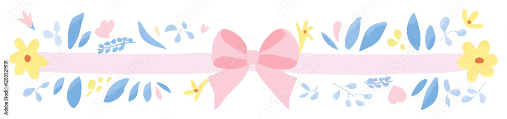 PNG Memphis ribbon summer garland illustration flowers floral.