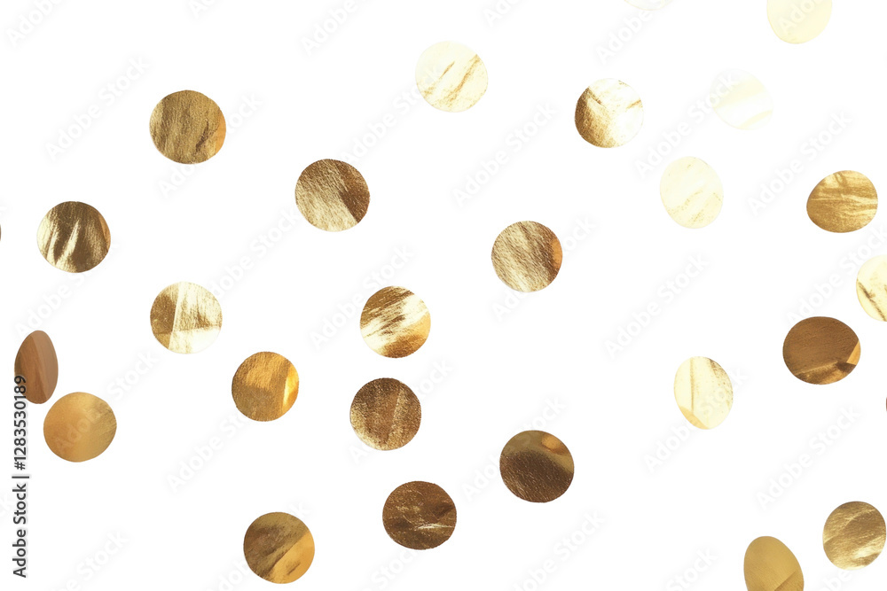 PNG Gold foil circle confetti background white PNG Gold foil circle confetti background white