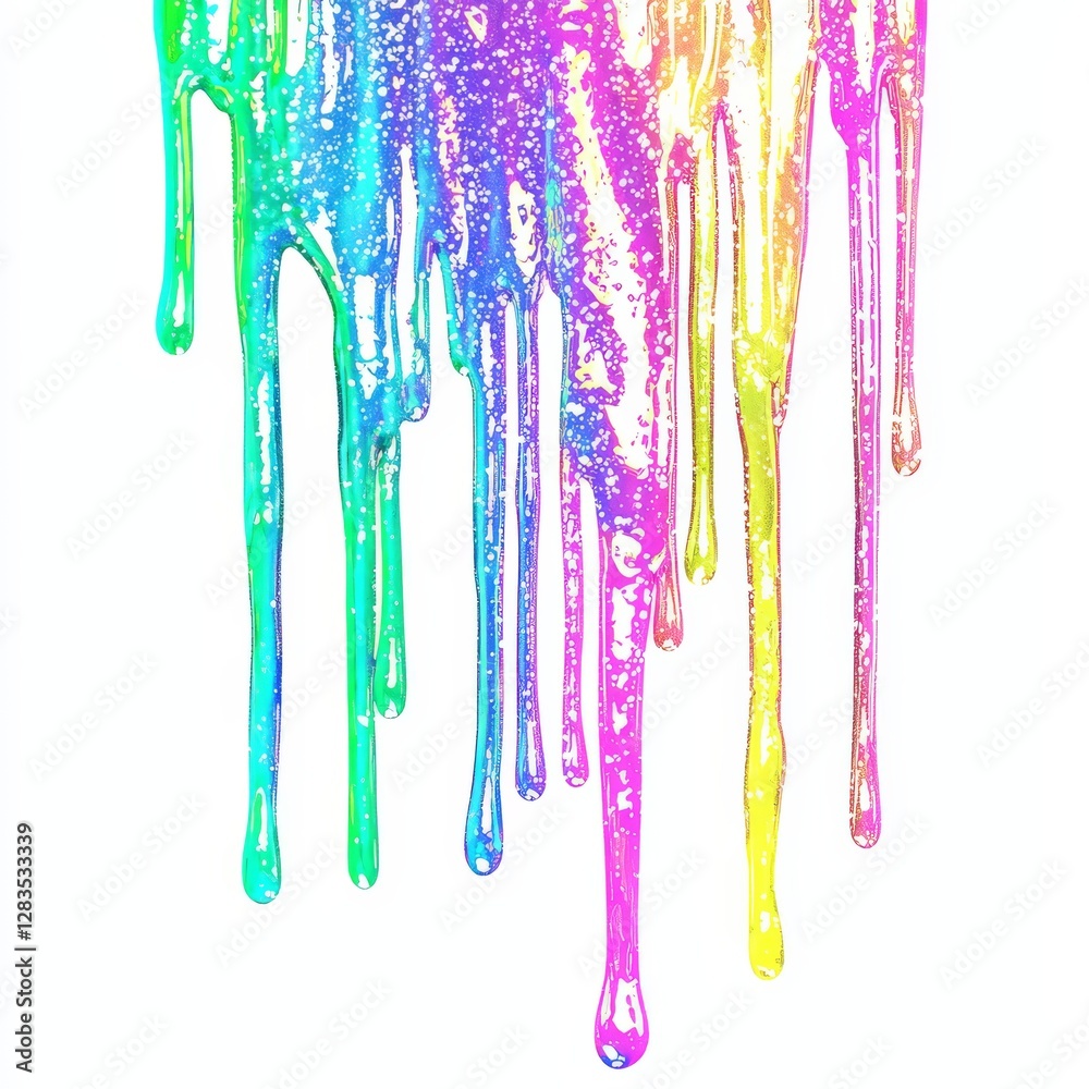 Abstract Rainbow Drips: Captivating display of vibrant, colorful paint drips cascading downward, a modern and visually stunning illustration. Abstract Rainbow Drips: Captivating display of vibrant, colorful paint drips cascading downward, a modern and visually stunning illustration.