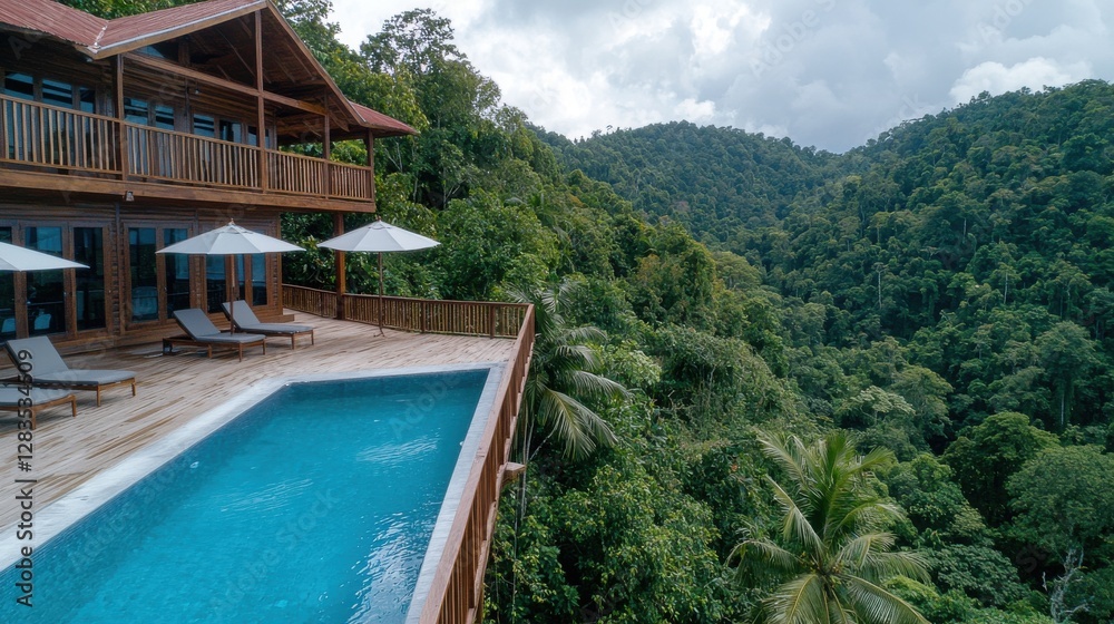 Luxury Jungle Villa Infinity Pool, Tropical Getaway Luxury Jungle Villa Infinity Pool, Tropical Getaway