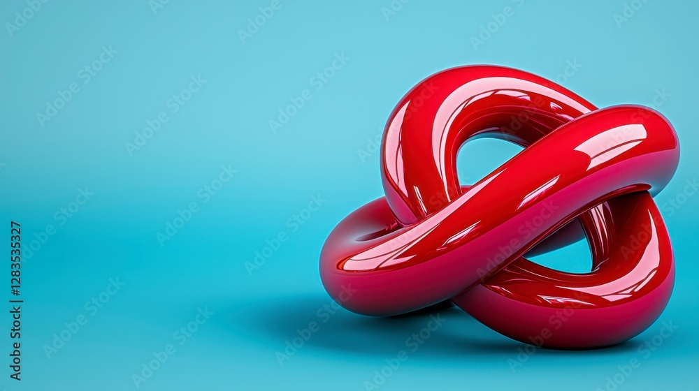 Naklejka premium Striking red infinity knot symbolizing eternal love and connectivity with intricate details and smooth curves