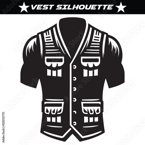 Silhouette of vest isolated on a solid white background