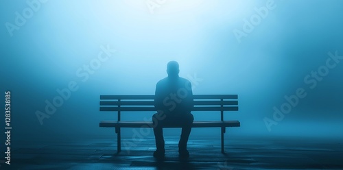 A lonely and sad and depressed man sits on a bench in misory