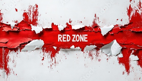 Torn paper revealing red zone text.