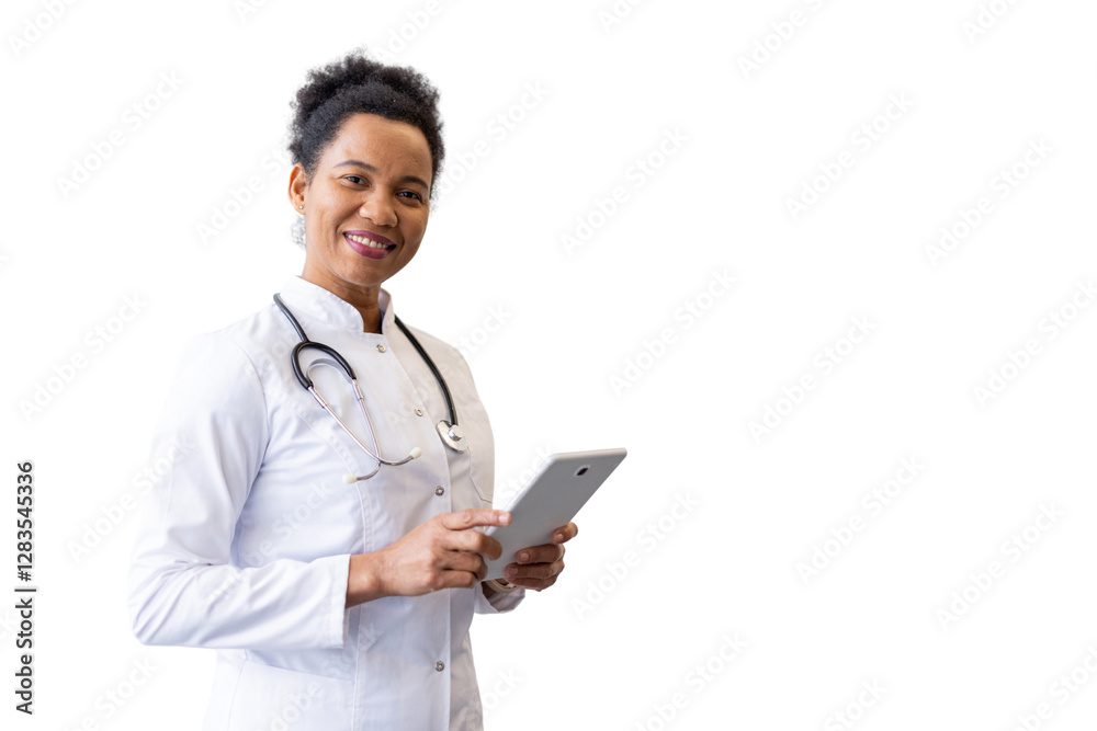 African American female doctor using a tablet African American female doctor using a tablet
