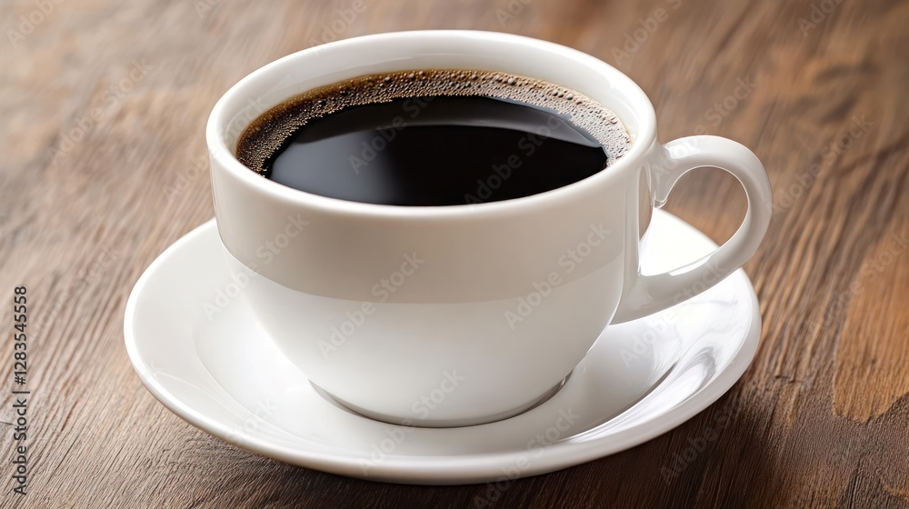 Dark coffee cup wood table breakfast Dark coffee cup wood table breakfast