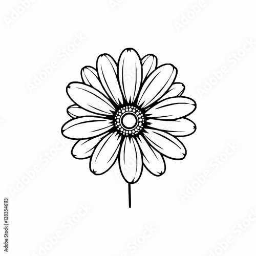 Daisy Flower Outline Icon, Simple Floral Vector, Editable Stroke, Minimalist Black Designs