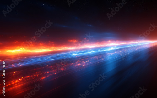 Abstract Blue Light Speed Lines on Black Futuristic Design  