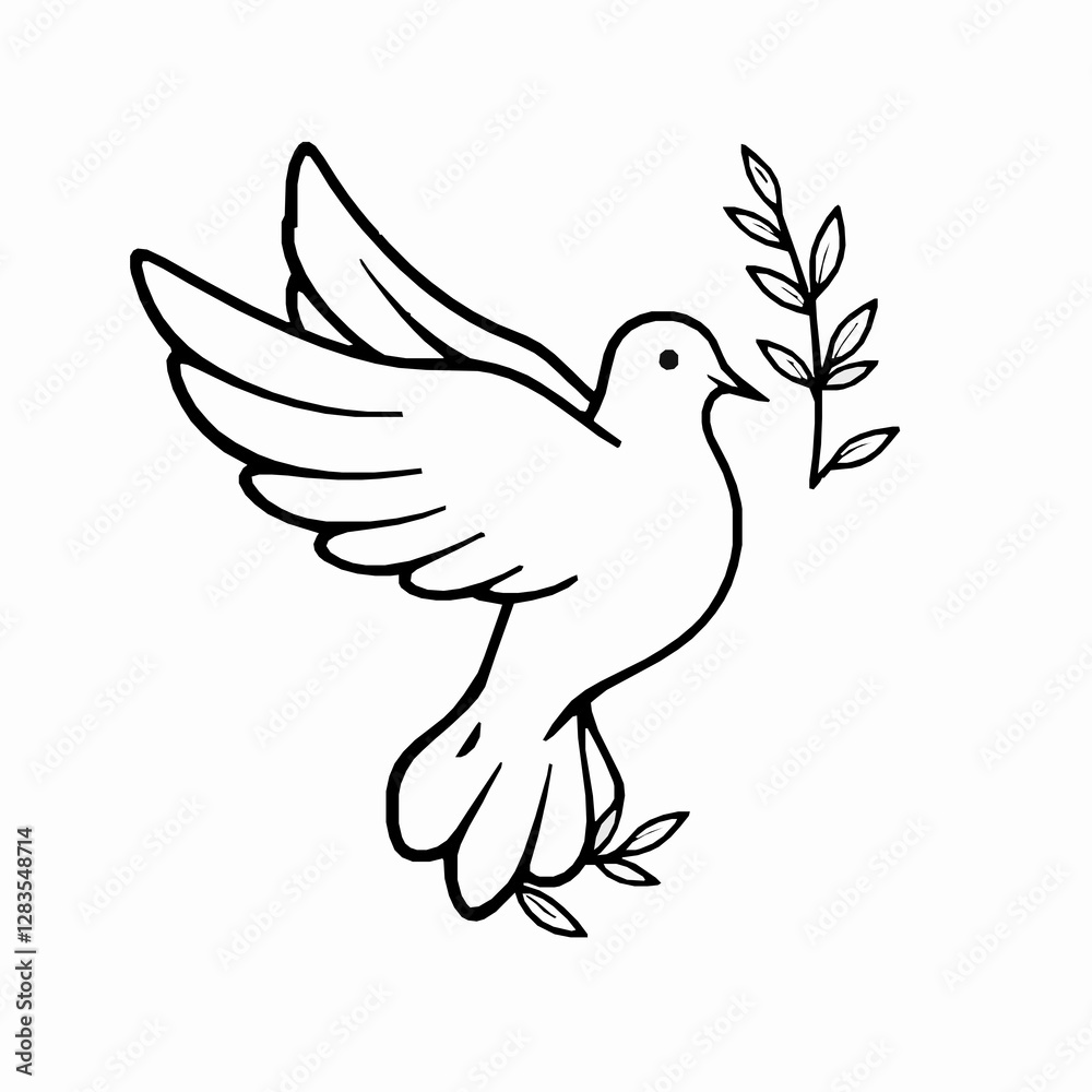 Dove Outline Icon, Peace Symbol Vector, Editable Stroke, Black Minimalist Illustration Dove Outline Icon, Peace Symbol Vector, Editable Stroke, Black Minimalist Illustration