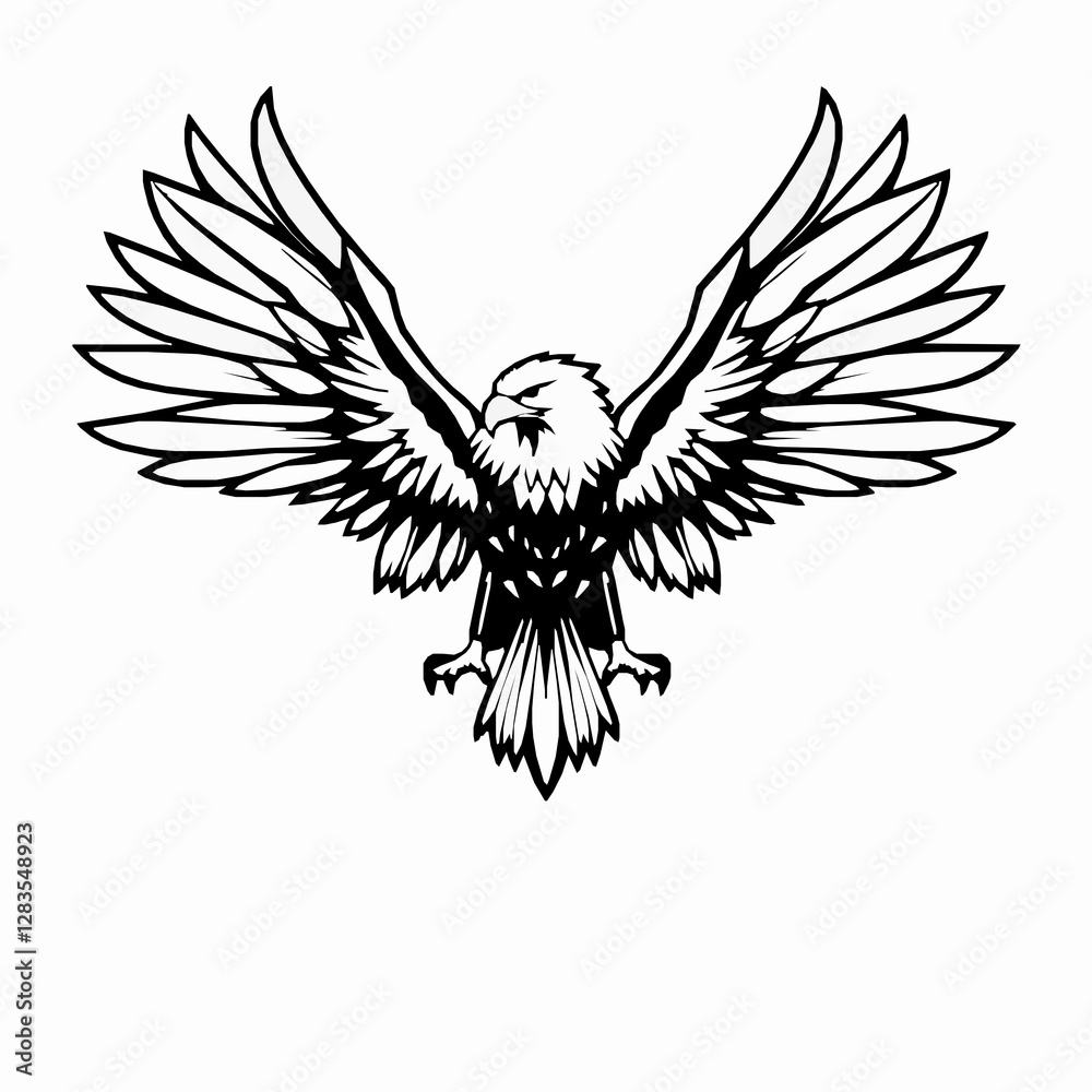 Obraz premium Eagle Outline Icon, Majestic Bird Vector, Editable Stroke, Black Minimalist Illustration,