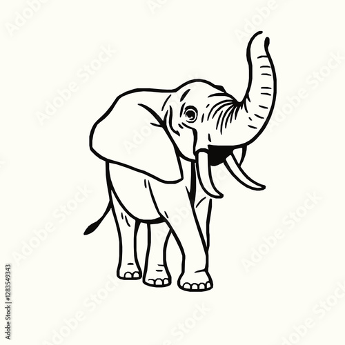 Elephant Outline Icon, Black Stroke, Editable Vector, Safari Animal Illustration