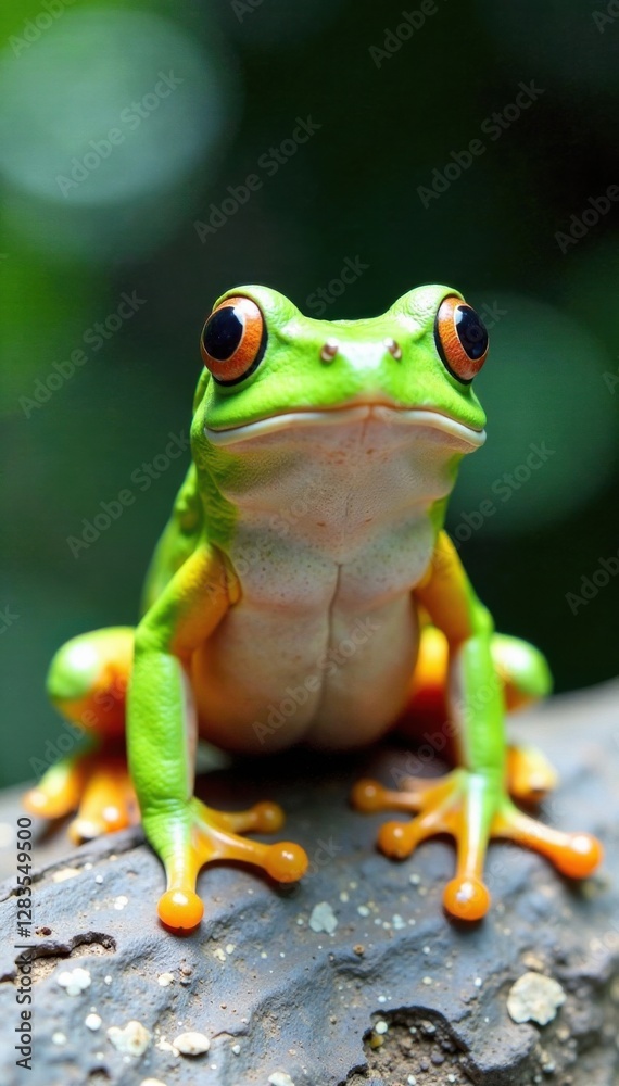 Fototapeta premium Frog on white background looking up, frog, freedom, white