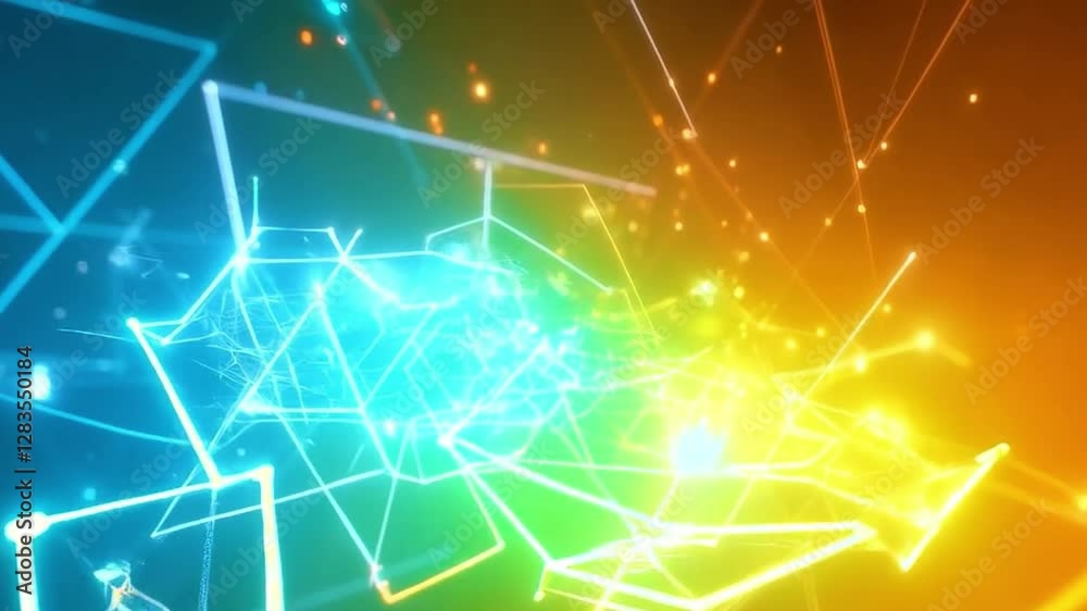 A complex network of interconnected lines and shapes, creating a visually striking and abstract composition.