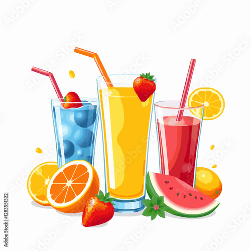 Fresh Fruit Juice and Smoothie Vector Design,