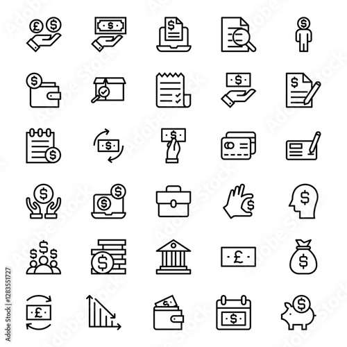 outline icons for accounting