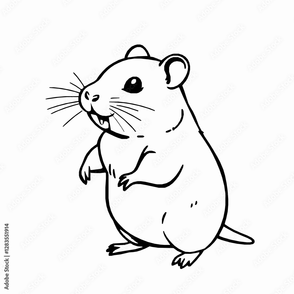 Hamster Outline Icon, Black Stroke, Editable Vector, Small Pet Illustration Hamster Outline Icon, Black Stroke, Editable Vector, Small Pet Illustration