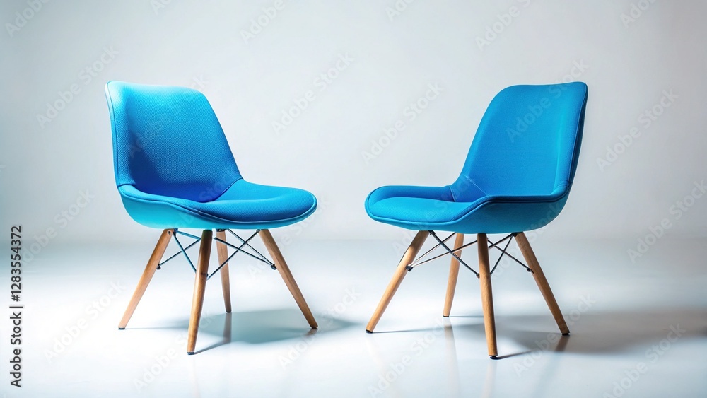 Fototapeta premium Blue Chairs Isolated on White Background - Stock Photo
