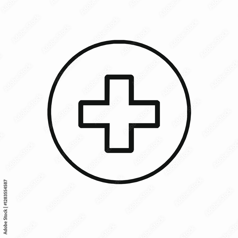 Medical Cross Symbol Outline Icon, Healthcare Vector, Editable Stroke, Minimalist Black Illustration Medical Cross Symbol Outline Icon, Healthcare Vector, Editable Stroke, Minimalist Black Illustration
