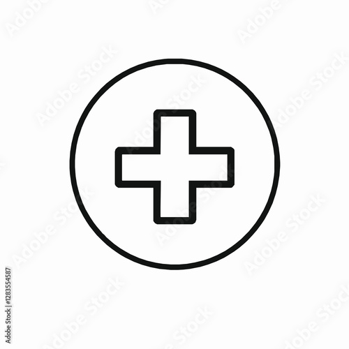 Medical Cross Symbol Outline Icon, Healthcare Vector, Editable Stroke, Minimalist Black Illustration