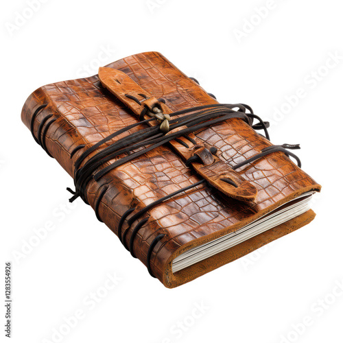 Vintage Leather Journal on Transparent Background