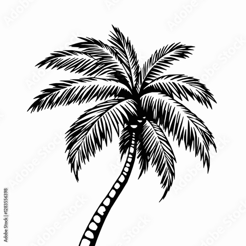 Palm Tree Outline Icon, Tropical Nature Vector, Editable Stroke, Black Minimalist Illustration,