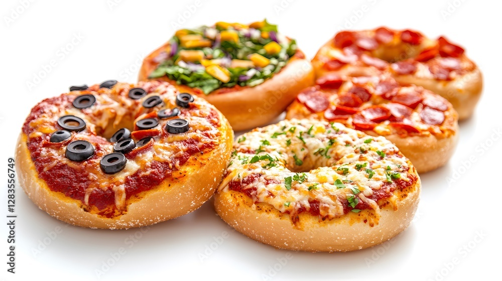 Mouthwatering Mashup Pizza Bagel - A Crispy Bagel with Flavorful Pizza Sauce, Cheese, and Fresh Toppings, Baked to Perfection
