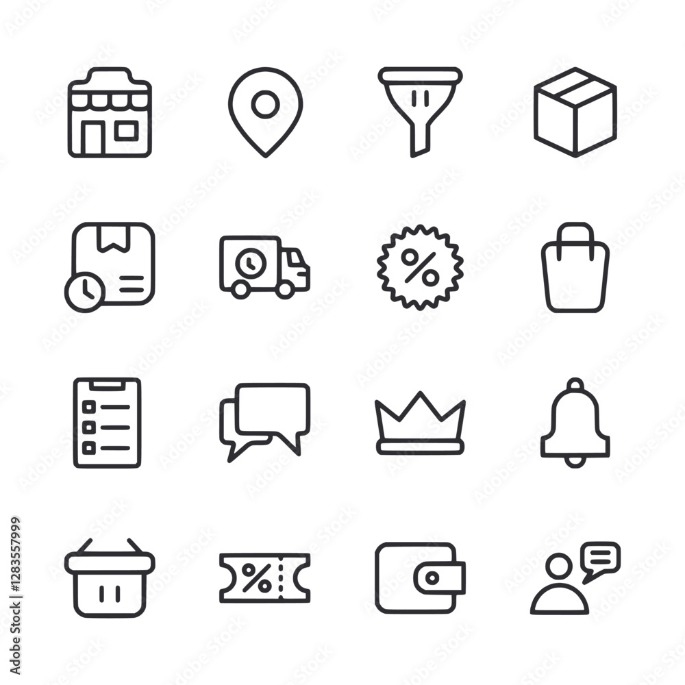 A set of icons for shopping and business