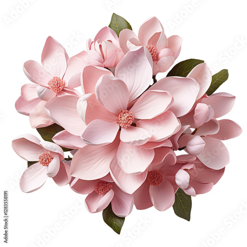 Pink Magnolia Bouquet on Transparent Background