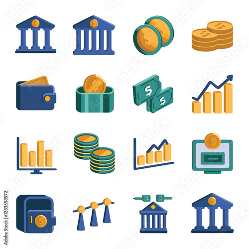 vector colorful economy trading graph cash money linked with curved dash line over the world bank