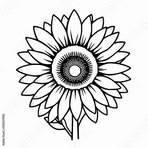 Sunflower Outline Icon, Nature Flower Vector, Editable Stroke, Minimalist Black Illustration