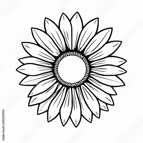Sunflower Outline Icon, Nature Flower Vector, Editable Stroke, Minimalist Black