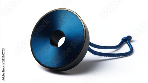 Stylish blue fried doughnut with a sleek metal finish. This unique design piece combines form and function seamlessly. Perfect for modern aesthetics. Generative AI photo