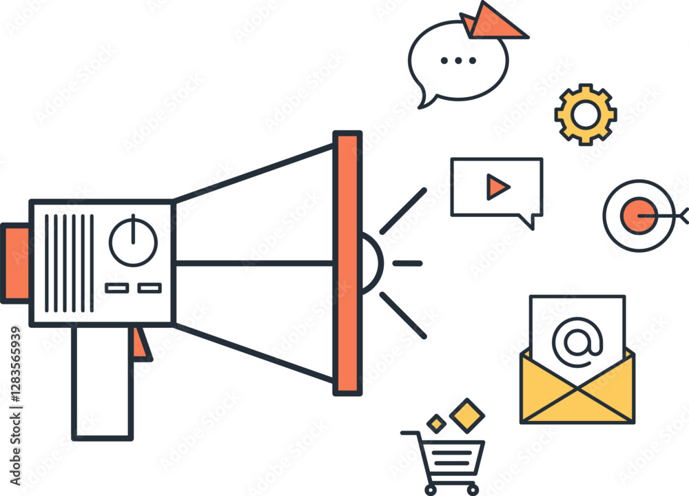 promotion flat line web icon concept