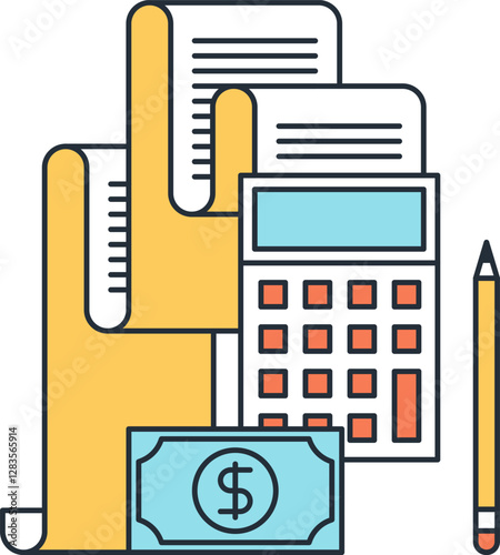 taxes flat line web icon concept