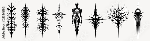 Intricate abstract tattoo designs, isolated vector set