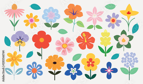 Colorful floral vector illustration, isolated vector set