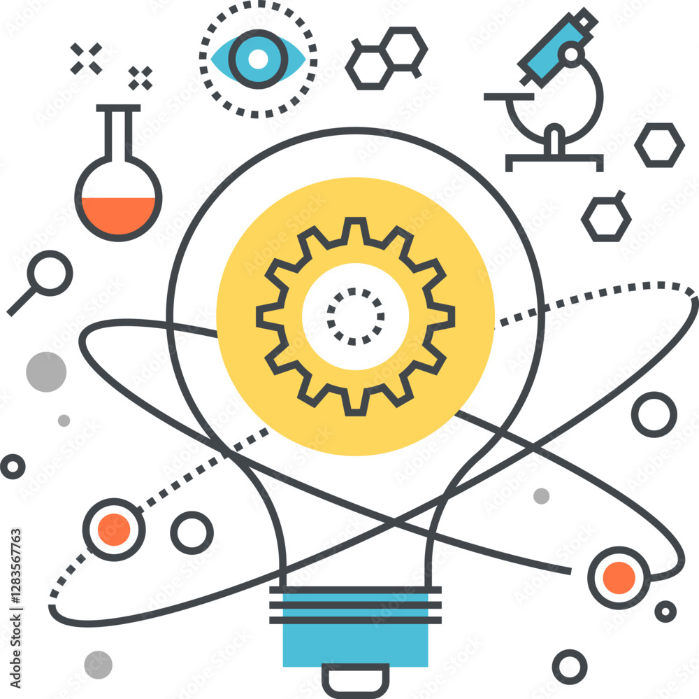 Obraz premium innovation and discovery flat line design concept