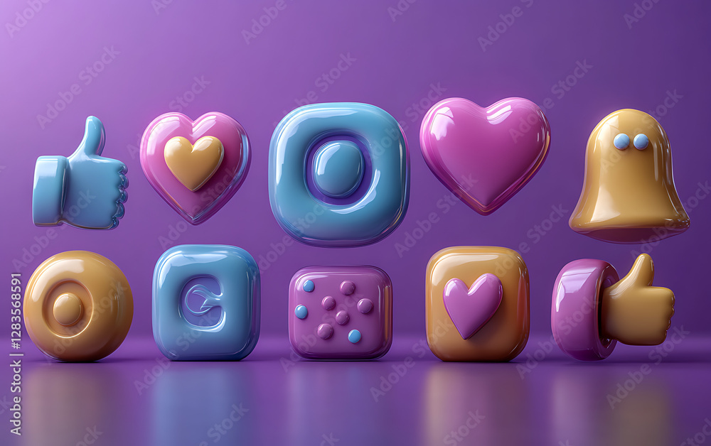 3D Social Media Icons on Vibrant Purple Background
3D Social Media Icons on Vibrant Purple Background