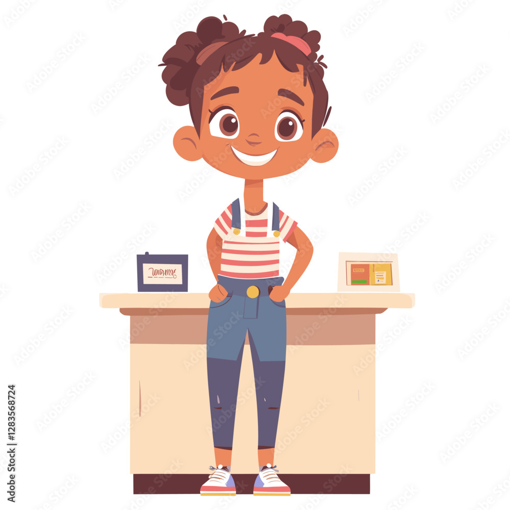 Cashier cartoon illustration child style vector Cashier cartoon illustration child style vector