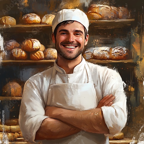 Smiling Baker Portrait: Close-up Composition for Baking Enthusiasts