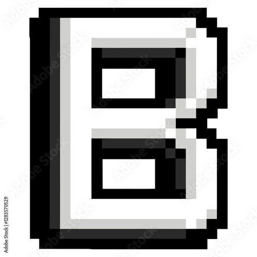 8-bit letter B white black pixel vector