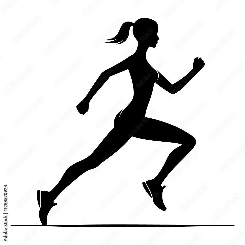 Modern runner black silhouette illustration simple flat vector Modern runner black silhouette illustration simple flat vector