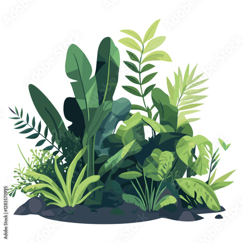 Jungle vegetation plants leaves jungle vector