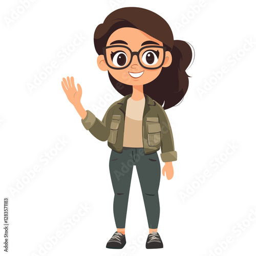 Soldier woman cartoon illustration character vector