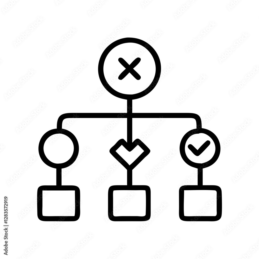 decision tree icon, decision tree line art - simple line art of decision tree, perfect for decision tree logos and icons decision tree icon, decision tree line art - simple line art of decision tree, perfect for decision tree logos and icons