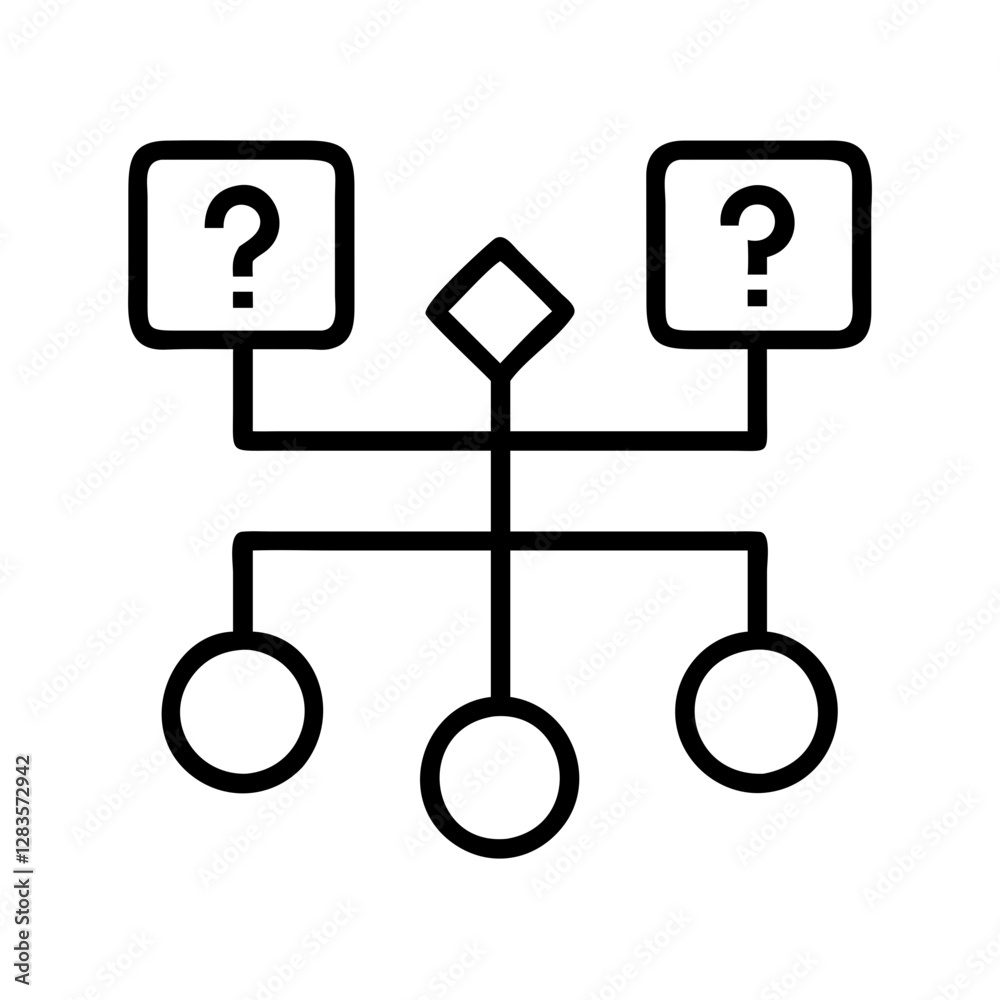 decision tree icon, decision tree line art - simple line art of decision tree, perfect for decision tree logos and icons decision tree icon, decision tree line art - simple line art of decision tree, perfect for decision tree logos and icons