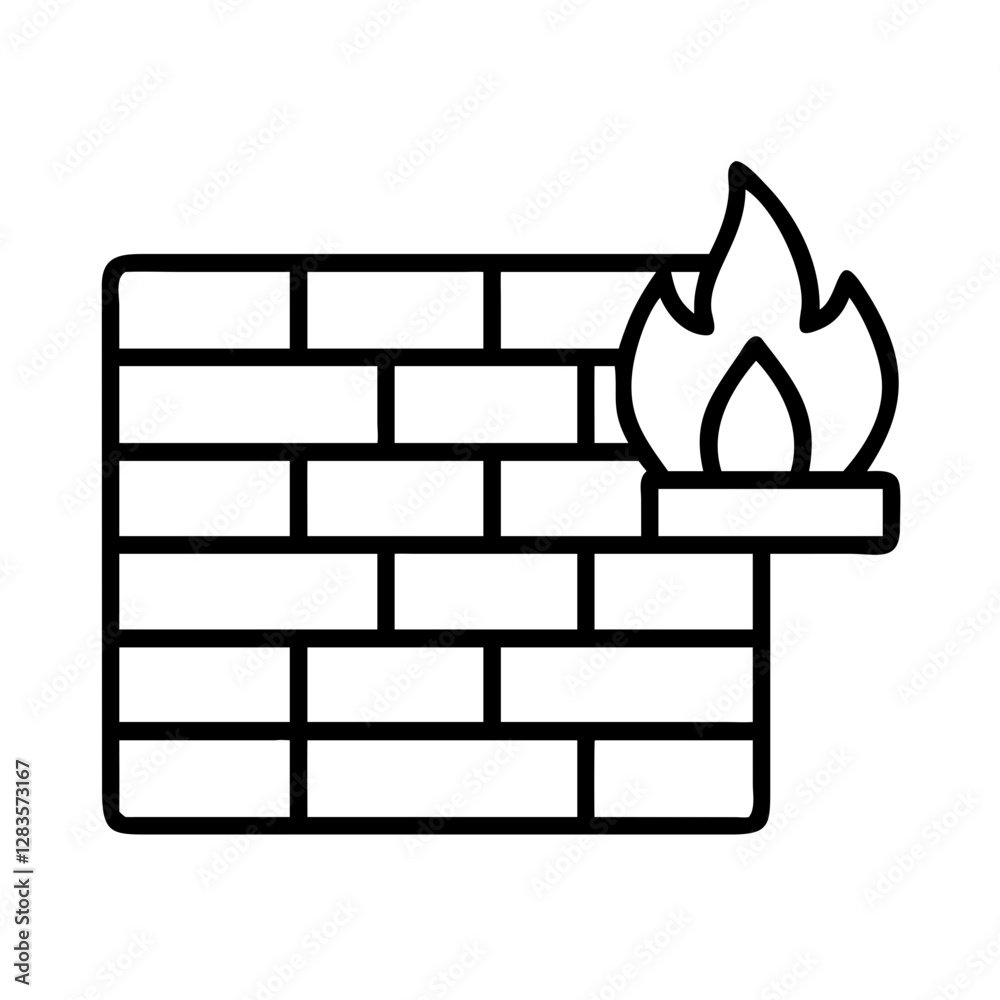 firewall icon, firewall line art - simple line art of firewall, perfect for firewall logos and icons firewall icon, firewall line art - simple line art of firewall, perfect for firewall logos and icons