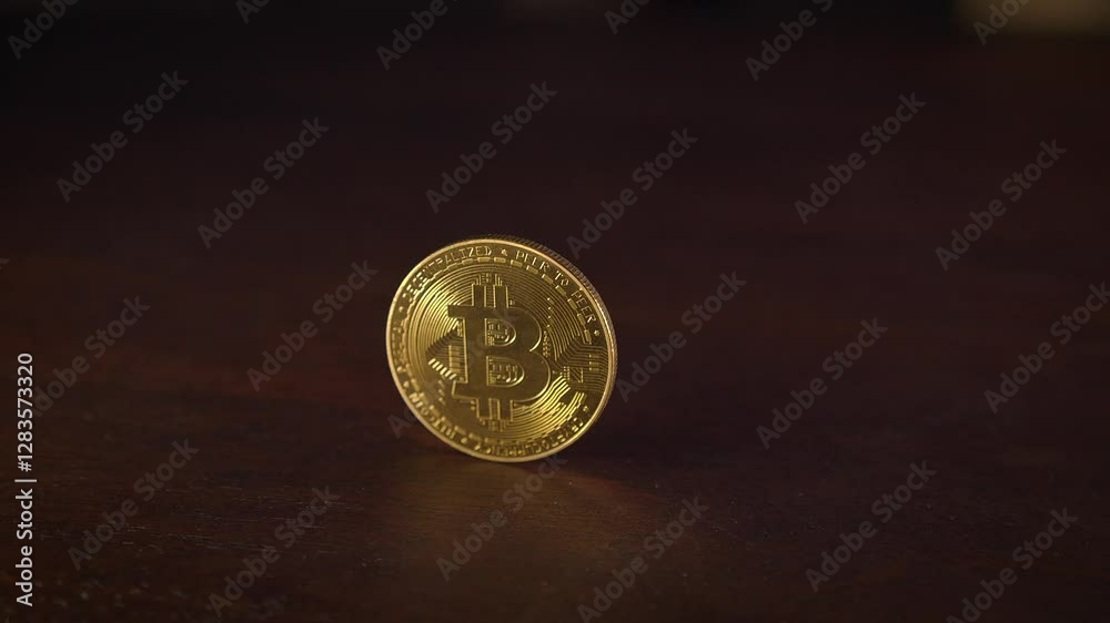 A golden coin spinning on the surface of a beautifully polished wooden table, captivating attention A golden coin spinning on the surface of a beautifully polished wooden table, captivating attention